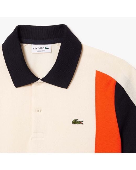 Lacoste Orange Regular Fit Colourblock Polo Shirt for men