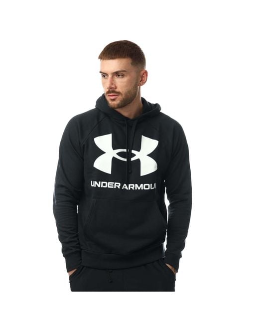 Under Armour Black Ua Rival Fleece Big Logo Hoodie for men