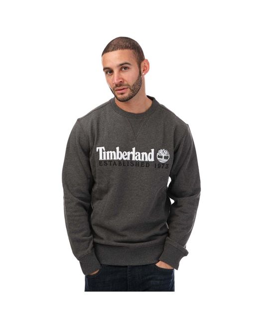 Timberland Gray Embroidery Logo Crew Sweat for men