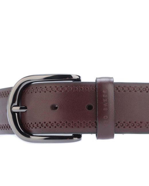 Ted Baker Brown Picolt Broguing Leather Belt for men