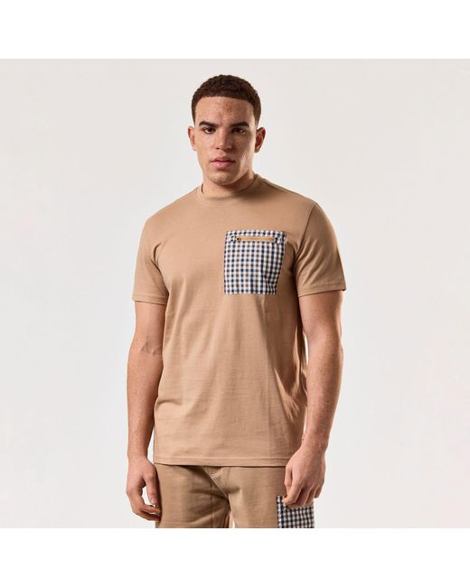 Weekend Offender Natural Gorman House Check Pocket T-Shirt for men