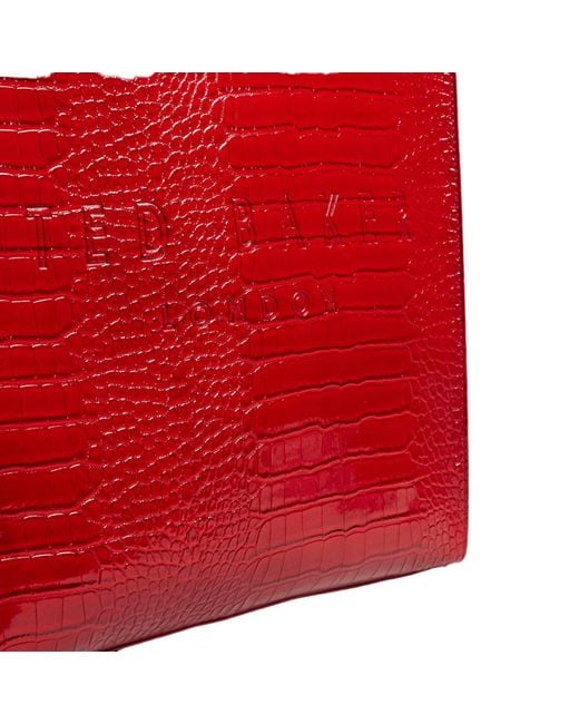 Ted Baker Red Croccon Croc Detail Large Icon Bag