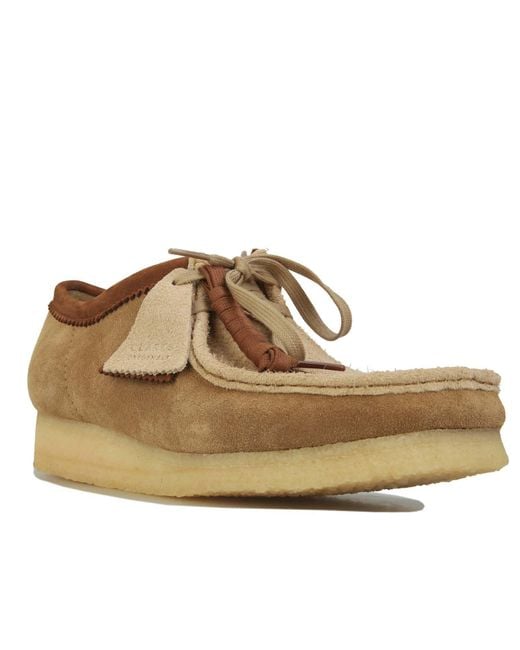 Clarks Brown Wallabee Sandstone Combi Shoes for men