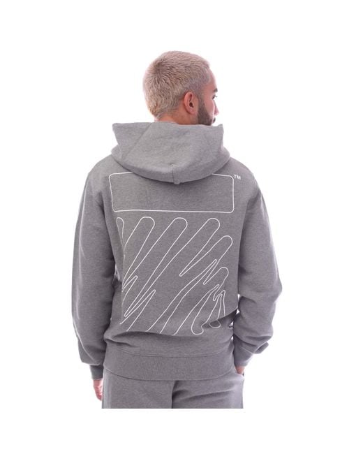 Off-White c/o Virgil Abloh Gray Off Wave Outline Diagonal Slim Zip Hoodie for men