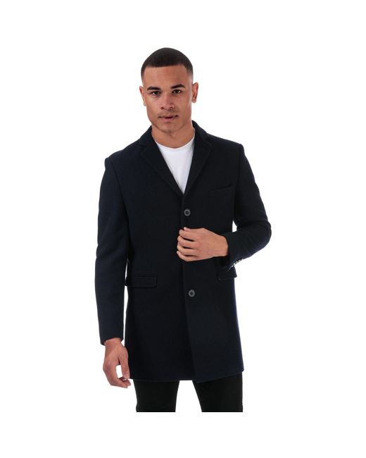 Ben Sherman Black 3 Button Crombie Overcoat for men