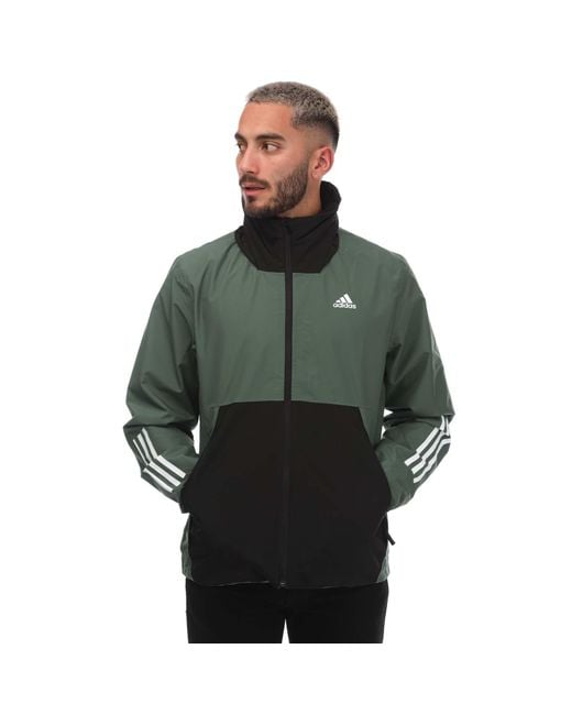 Adidas Green 3 Stripes Rain Rdy Jacket for men