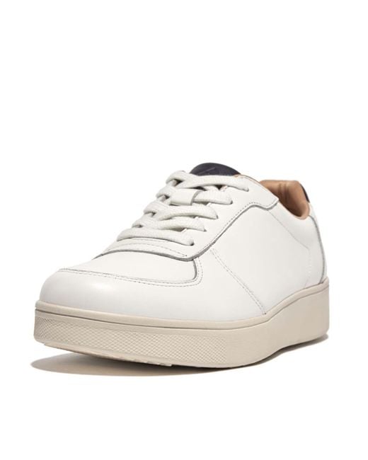 Fitflop White Rally Leather Panel Trainers