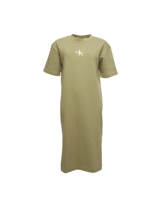 Calvin Klein Green Monogram Logo T-shirt Dress