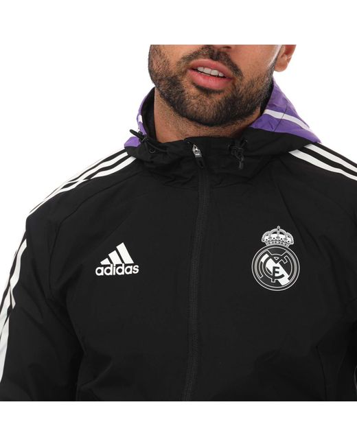 Adidas Black Real Madrid 2022/23 All Weather Jacket for men