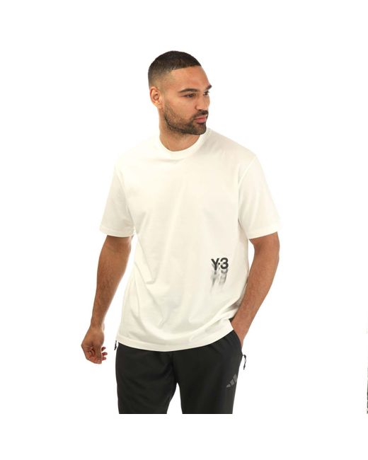 Y-3 White Graphic Short Sleeve T-shirt for men