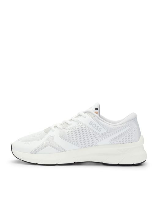 Boss White Owen Mixed Material Trainers Size 6 for men