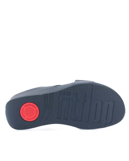 Fitflop Blue Shuv Leather Cross Slide Sandals