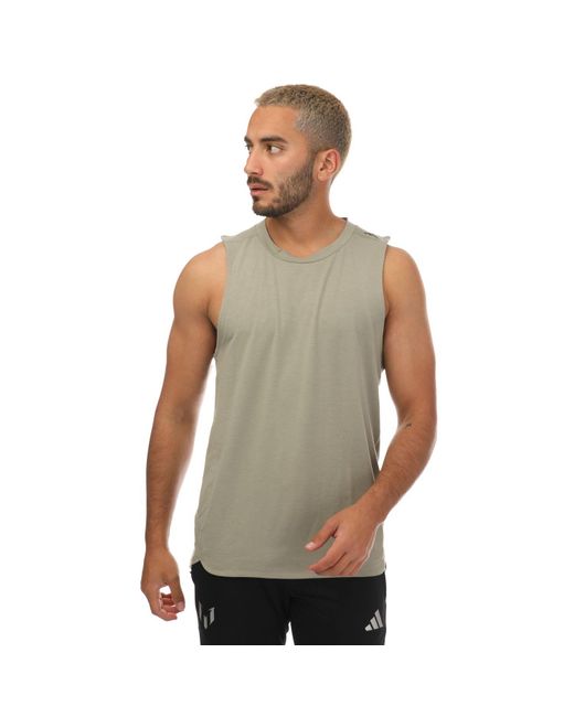 Adidas Green Designed For Training Workout Tank Top for men