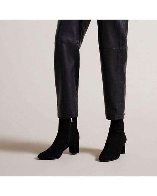 Ted Baker Neomie Suede Block Heel Ankle Boots in Black Lyst UK
