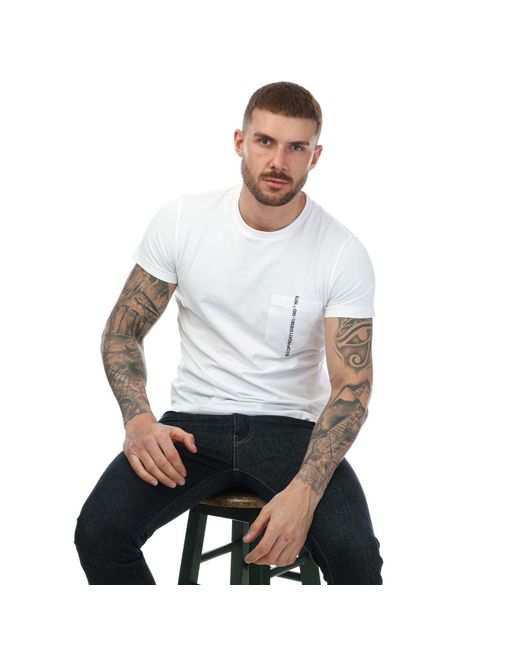 DIESEL White T-rubin Pocket Maglietta T-shirt for men