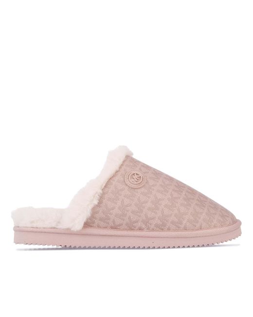 Michael Kors Janis Faux Fur Logo Jacquard Slippers in Pink Lyst UK