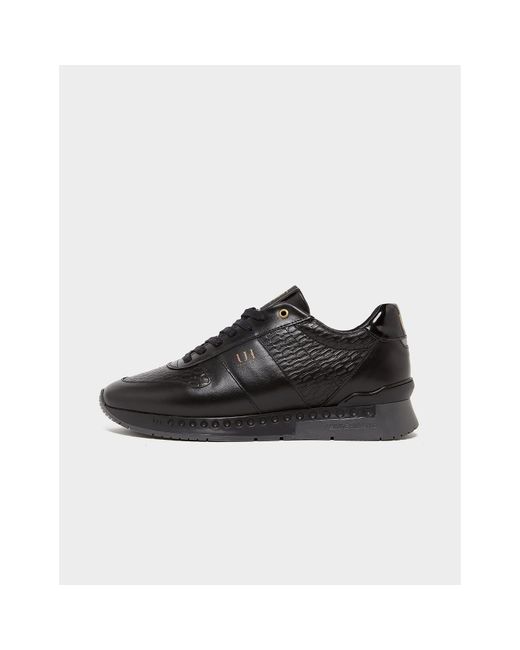 Unlike Humans Black Low Embossed Leather Trainers for men