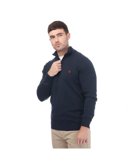 Timberland Blue Williams River Quarter Zip Sweatshirt for men