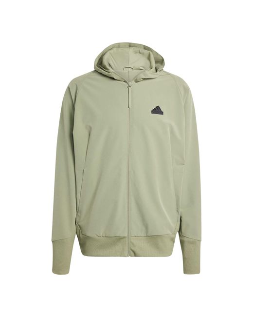 Adidas Green Z.n.e. Woven Full-zip Hooded Track Top for men