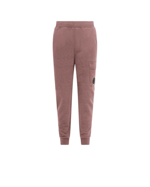 C P Company Red Diagonal Raise Fleece Cargo Joggers for men