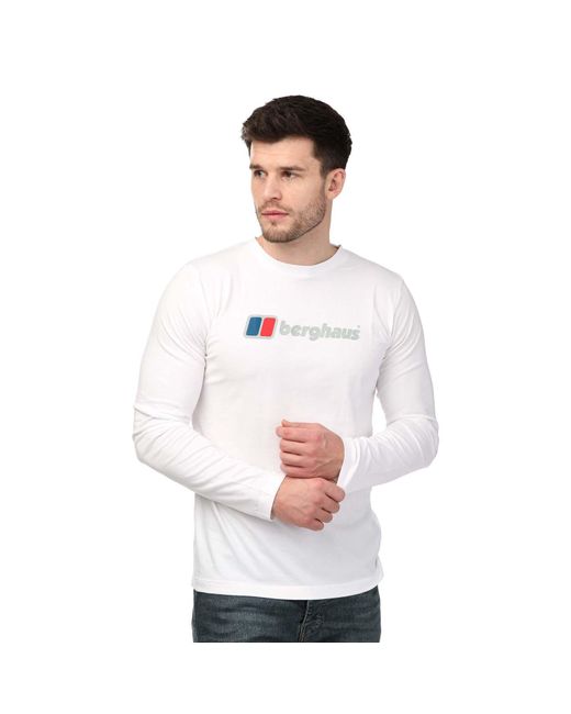Berghaus White Large Logo Long Sleeve T-shirt for men