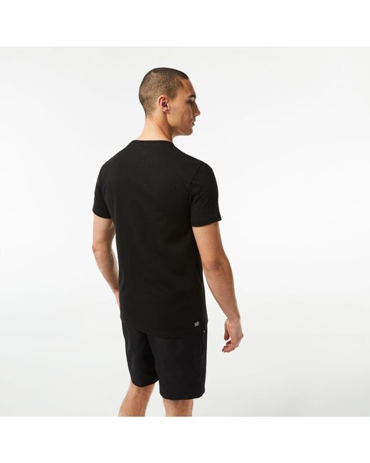 Lacoste Black Sport 3d Print Crocodile Jersey T-shirt for men