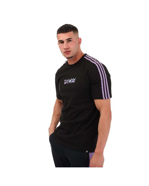 Adidas Black Sport Optimist 3 Stripes T-shirt for men