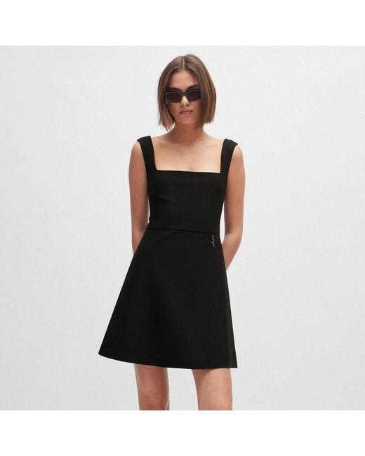 HUGO Black Kasanka Metallic Logo Mini Dress