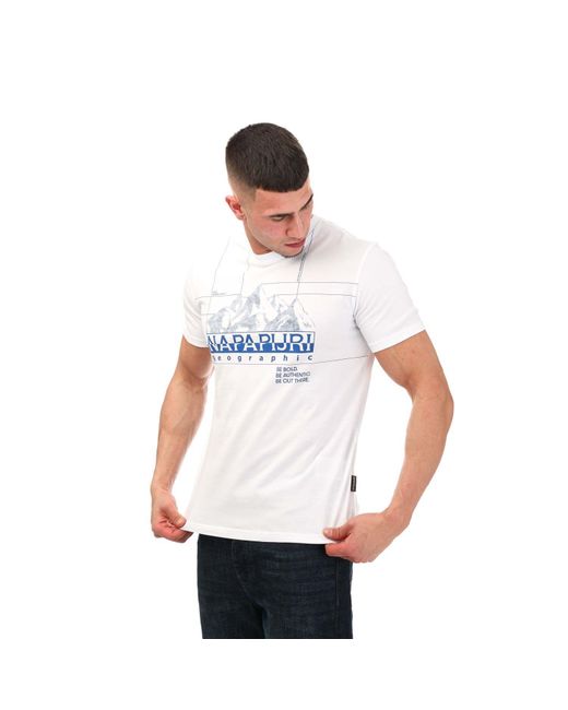 Napapijri White S Frame Crew T-shirt for men