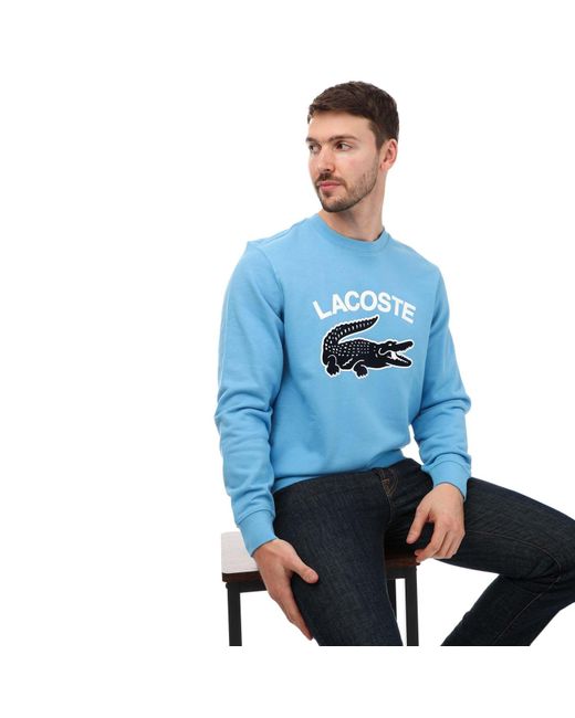 Lacoste Blue Crocodile Print Sweatshirt for men