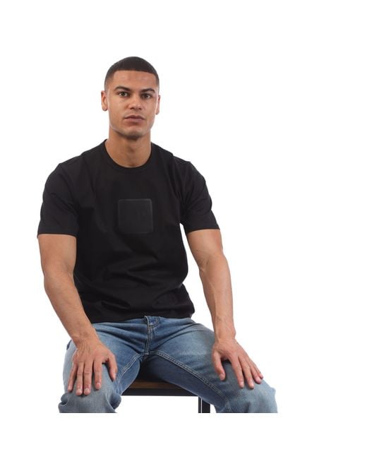 CP COMPANY METROPOLIS Black Mercerized Jersey Badge T-Shirt for men