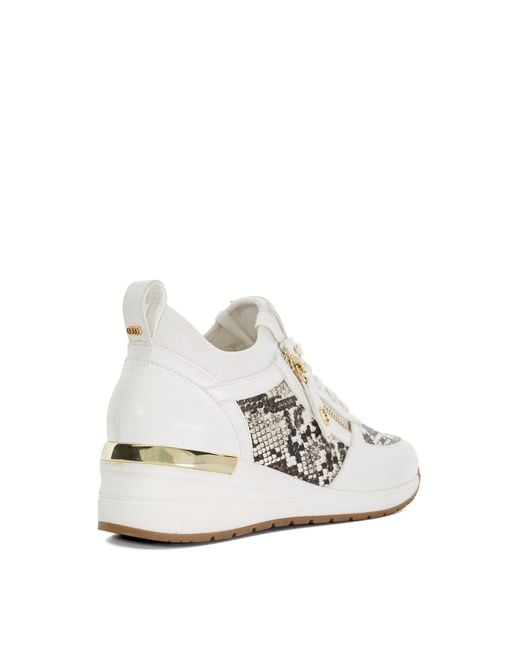 Dune White Eilisia Wedge Trainers Size 4