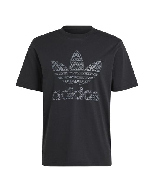 Adidas Originals Black Classic Monogram Graphic T-shirt for men