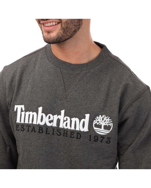 Timberland Gray Embroidery Logo Crew Sweat for men
