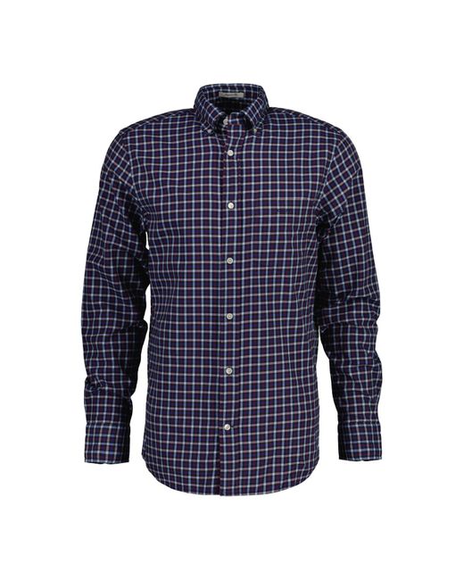 Gant Blue Regular Fit Twill Micro Multi Check Shirt for men