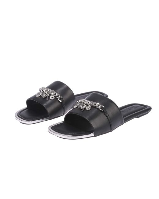 DKNY Black Holden Charms Flat Sandals Size 5.5