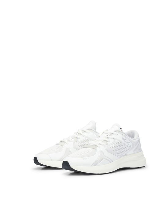 Boss White Owen Mixed Material Trainers Size 6 for men