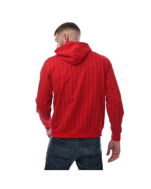 Adidas Red Pinstripe Fleece Hoodie for men