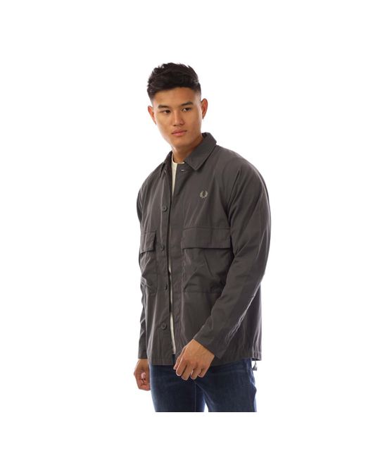 Fred Perry Gray Utility Overshirt for men