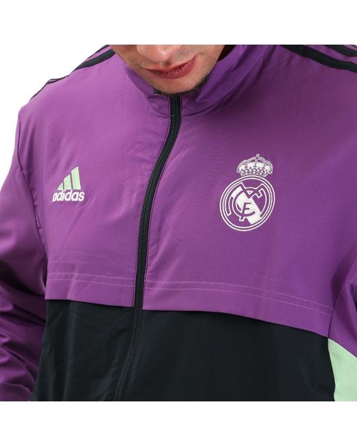 Adidas Purple Real Madrid 2022/23 Presentation Jacket for men