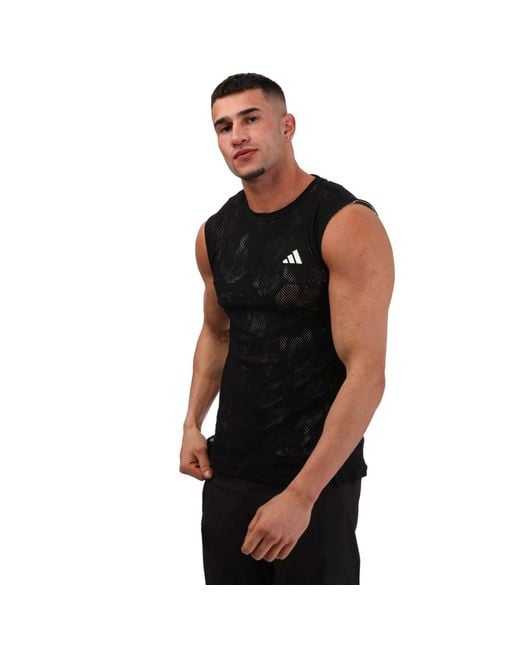 Adidas Black Melbourne Tennis Sleeveless T-shirt for men
