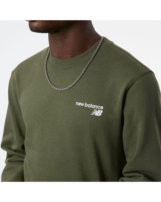 New Balance Green Classic Core Fleece Crewneck Sweatshirt for men
