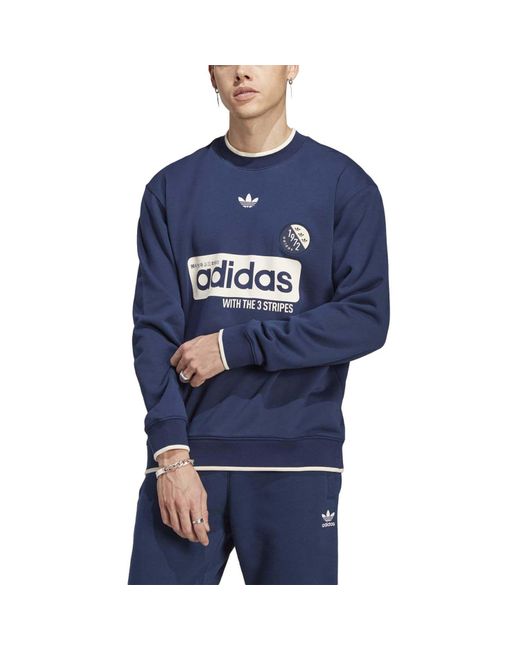 Adidas Originals Blue Blokepop Crewneck Sweatshirt for men