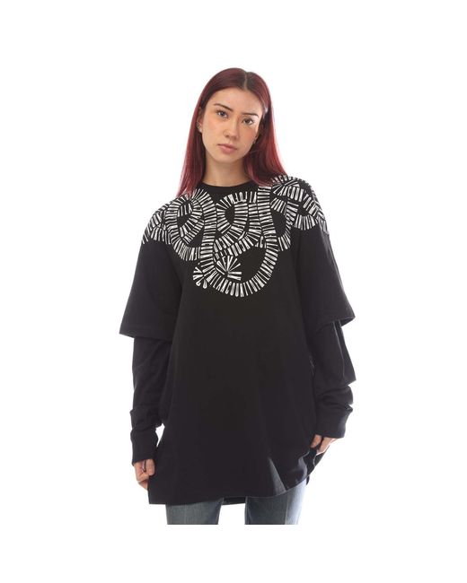 Marcelo Burlon Black Snake Wings Double Sleeve T-Shirt for men