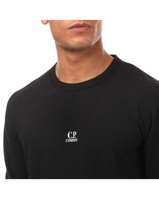 C P Company Black Light Fleece Logo Sweatshirt for men