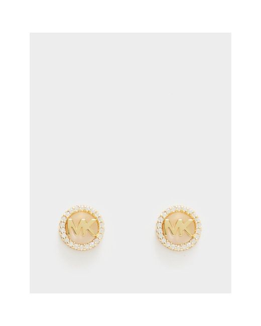 Michael Kors Metallic Diamante Logo Stud Earrings