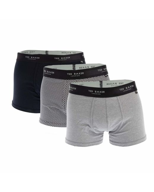 Ted Baker Black 3 Pack Of Cotton Trunks for men