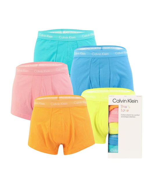 Calvin Klein Blue 5 Pack Pride Cotton Stretch Low Rise Trunks for men