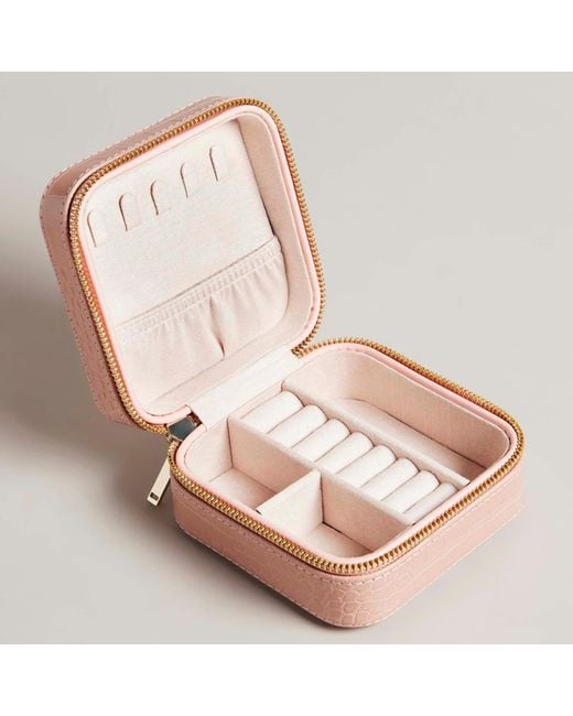 Ted Baker Pink Hazelli Croc Effect Jewellery Case