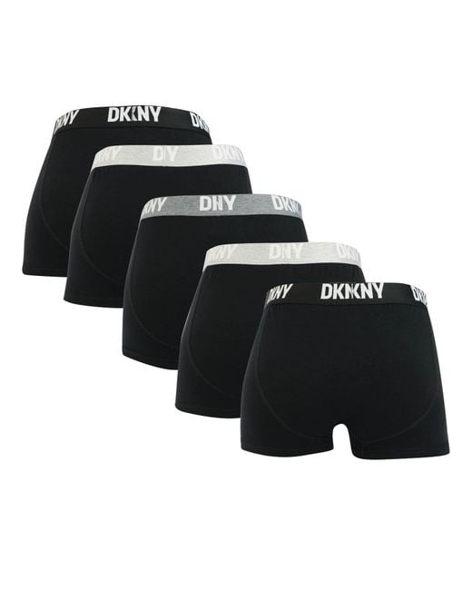 DKNY Portland 5 Pack Trunk Boxer Shorts in Black for Men